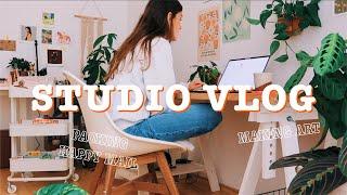 STUDIO VLOG  packing Patreon happy mail drawing + new stickers