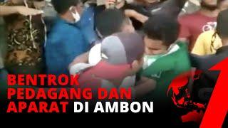 Ricuh Bentrok Antar Pedagang dan Aparat Saling Dorong di Ambon  tvone