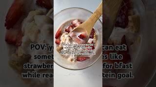 Strawberry Cheesecake Overnight Oats  Eating Bird Food #cottagecheese #overnightoats #highprotein