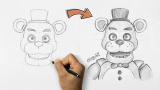 Cómo Dibujar a FREDDY FAZBEAR a lápiz  paso a paso