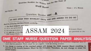 DME STAFF NURSE  Question Paper Answer key 2024#dhsassam#dme