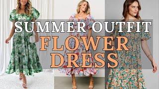 Square Neck Puff Sleeve Dress Floral Elegance for Effortless Summer Style  Summer Outfits 2024