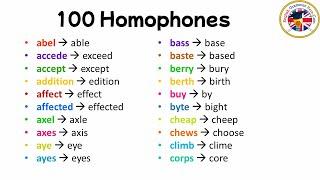 100 Homophones Homophone Words List