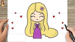 How to Draw Cute Rapunzel Easy  Disney Princess Drawing Easy Step by Step