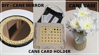 DIY PROJECTS WITH CANE  MIRROR CARD HOLDER VASE 