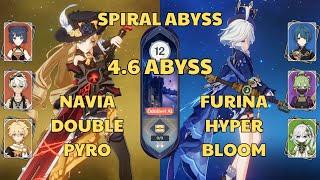 C0 Navia Hypercarry  C0 Furina Hyperbloom  Spiral Abyss 4.6 Floor 12  Genshin Impact