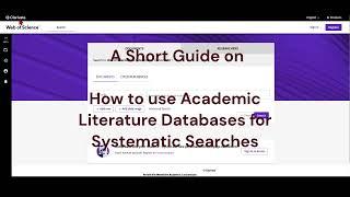 Tutorial Using Web of Science  Academic Databases for Systematic Literature Reviews