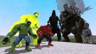 GREEN HULK -RED HULK VS KING KONG -GODZILLA -MEGA GODZILLA in Garrys Mod