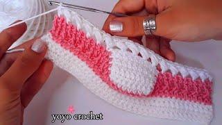 كروشية لكلوكحذاء  بقطعة واحدة  سهل للمبتدئين - لعمر من 96 شهور -crochet baby shoes #يويو_كروشية