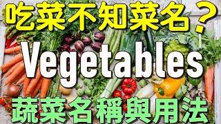 常見蔬菜英文名稱  輕鬆學會各種蔬菜名稱與用法  Vegetable Names and Sentences 影像對照、一學就會