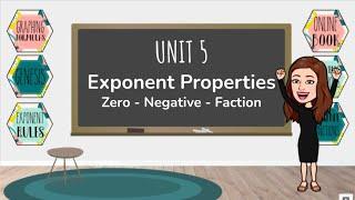 Exponent Properties Part 3   Zero Radical & Negative