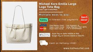 Michael Kors Emilia Large Logo Tote Bag   Vanilla