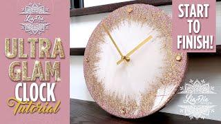 Making this GORGEOUS GLAM epoxy resin clock Easy Step-by-Step Tutorial by LiaDia Designs