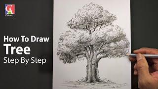 How to draw a tree step by step with Pencil shading  Tree Drawing for Beginners