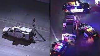 FULL CHASE Suspect rams police cars runs across 91 Freeway