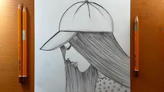 Disegno facile della ragazza del cappello  Come disegnare una bella ragazza con un cappello
