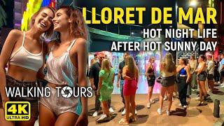 4K Lloret de Mar Catalonia Spain Nighlife Walking Tour • July 2023