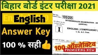 Bihar Board 12thInter EnglishScience Objective Answer Key Set I 2021