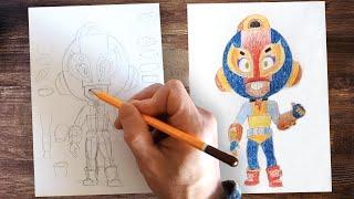 Как нарисовать Макс цветными карандашами  Бравл Старс  Уроки рисования