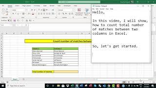 Excel count number of matches between two columns