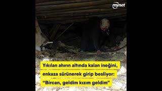 Geldim kızım geldim  Sürünerek girdiği enkazın altındaki ineğini besleyen depremzede