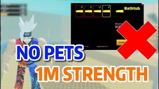 *New* NO PETS challenge and got 1M strength on Roblox Strongman Simulator 