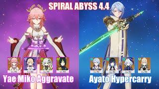 C0 Yae Miko Aggravate & C0 Ayato Furina Hypercarry  Spiral Abyss 4.4  Genshin Impact