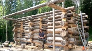 Building a log cabin on the shore of a small forest pond  3 years of work the frame is completed