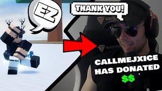 Pretending to be toxic then donating to twitch streamers Roblox Blade ball trolling funny moments
