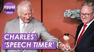 WATCH Charles Shows His Humorous Side as he Gifts a Symbolic Hourglass to an Australian Assembly