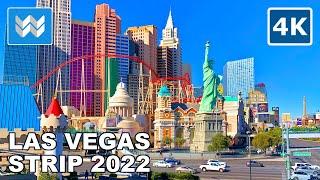 4K FULL Las Vegas Strip 2022 Hotels Walking Tour & Travel Guide Vlog Binaural City Sound Treadmill