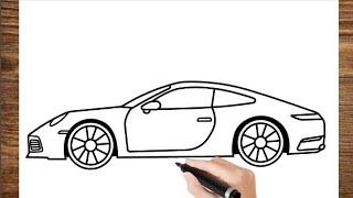 How To Draw A Porsche Car  Easy Car Drawing  Porsche 911