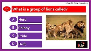 QUIZ ON A GROUP OF ANIMALS  COLLECTIVE NOUNS OF ANIMALS  GENERAL KNOWLEDGE