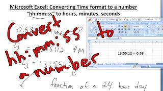 Convert Time to numbers seconds hours and minutes in Microsoft Excel 2007