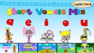 Short Vowels Mix - aeiou five videos - Phonics songs