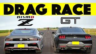 Gap City 2024 Nissan Nismo Z vs 2024 Ford Mustang GT. Drag and Roll Race.