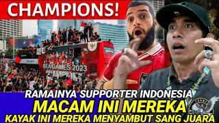 MERINDING Suporter YANG penuh beradab.Arak-Arakan Timnas Indonesia U22 DI BUNDARA Hi. REACTION