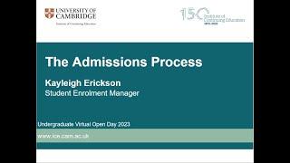 Undergraduate Virtual Open Day 2023- The Admissions Process