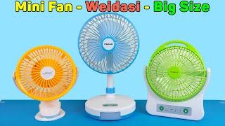 Mini Fan Big Size Weidasi - Wind Powerful Cool Summer Led Light Rechargeable  Unboxing And Review