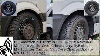 BFGoodrich All-Terrains vs Michelin Agilis CrossClimates Camper Van Tyre Update RND Diaries#099