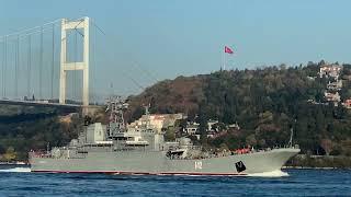 Russian Navy Ropucha class Landing Ship NOVOCHERKASSK transits Istanbul towards Med. - Dec 4 2020