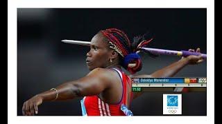 Osleidys Menéndez Cuba javelin 71.53 meters first attempt 2004 Olympics Athens GOLD MEDAL.