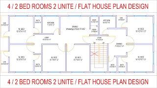 HOUSE PLAN DESIGN  EP 274  1500 SQUARE FEET TWO-UNIT  FLAT HOUSE PLAN  LAYOUT PLAN