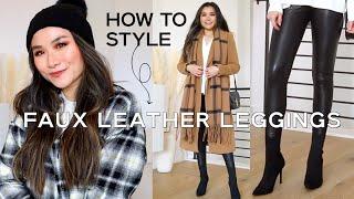 How to style FAUX LEATHER LEGGINGS  Fall Winter Faux Leather Leggings outfit ideas  Miss Louie