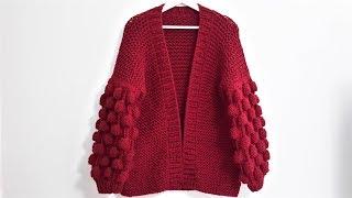 How to Knit - Cute Cardigan Raspbery Knit Stitch Pattern