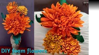 How to make foam sheet flowers Foamiran flowers DIY tutorial  Dahlia foam flowers 