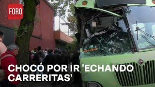 Microbús de transporte público se impacta contra árbol CDMX - Las Noticias