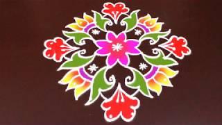 10x2 to 2 dots Colorful Sankranthi muggu  Latest Rangoli by Sunitha  Easy Rangoli Designs