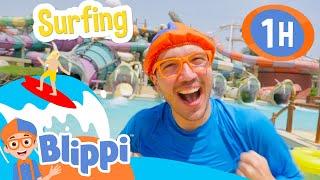 Blippi Goes SURFING  Blippi  Educational Kids Videos  Moonbug Kids