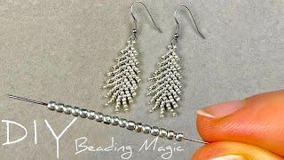 Beaded Feather Earrings Tutorial Seed Bead Earrings  Leaf Beaded Earrings